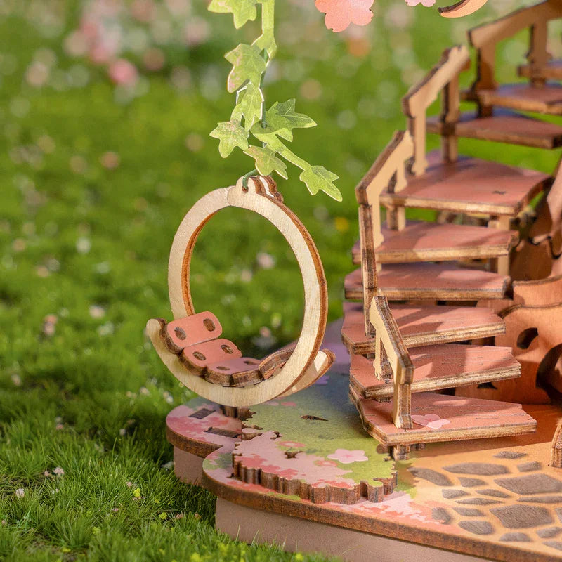 Sakura Tree House 3D Puzzles DIY Model Building Toy Wooden Craft Kits Hobby for Kids Brain Teaser Gift