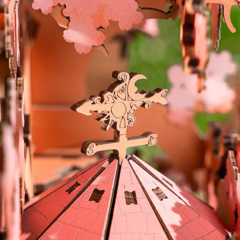 Sakura Tree House 3D Puzzles DIY Model Building Toy Wooden Craft Kits Hobby for Kids Brain Teaser Gift