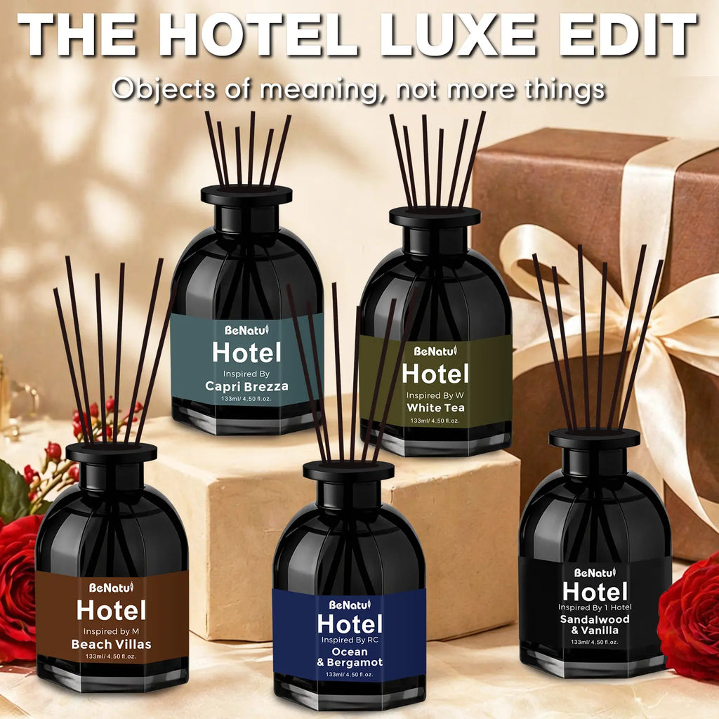 Benatu Hotel Luxury Essential Oil Inspired by Ritz-Carlton Ocean & Bergamot, My Way, Beach Villas, White Tea Reed Diffuser Oils 4.5 Fl Oz Long-Lasting Fragrance