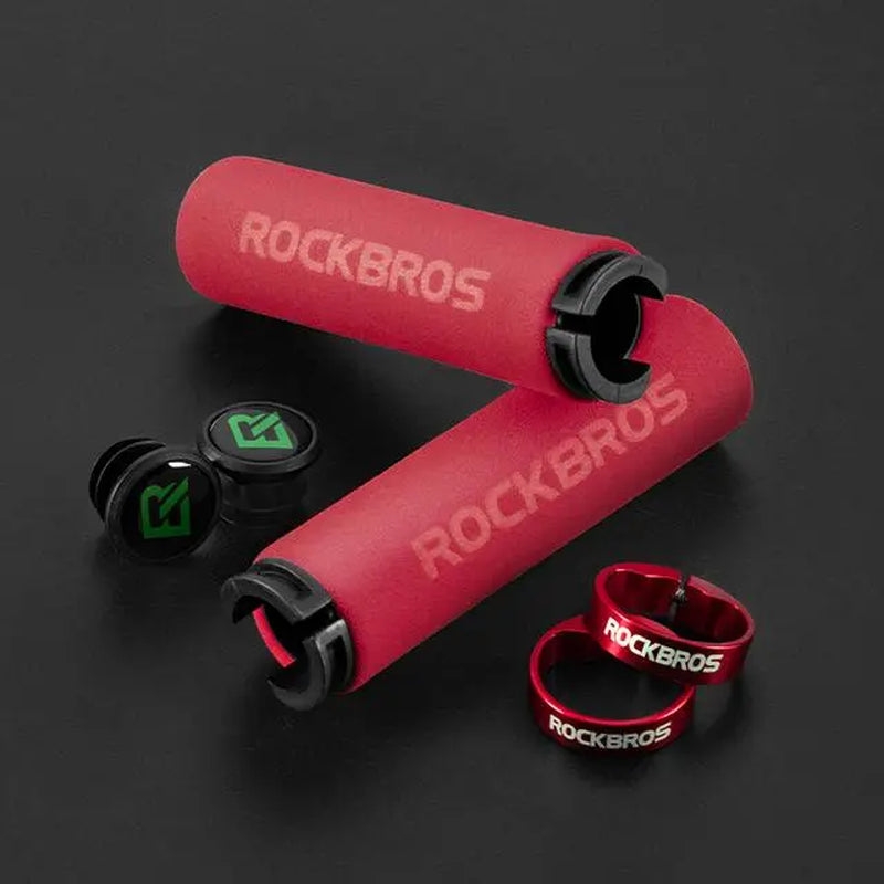 ROCKBROS Handlebar Grips Lock-On Design Bicycle Grips Shock-Absorbing and Non-Slip Grips Made of Thickened Sponge for 22.2Mm Handlebars