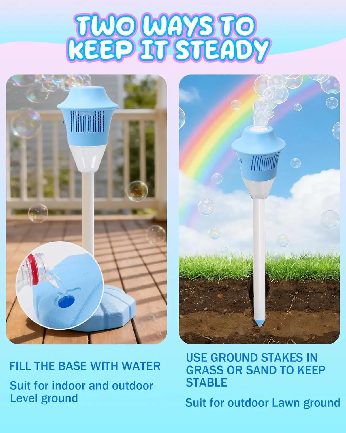 【Free Shipping 】Automatic Bubble Machine for Kids,Standing Torch Bubble Maker with Light/Music for Toddlers, Height Adjustable up 21 to 47 Inches,Pecfect for Birthday and Outdoor Party, Gifts