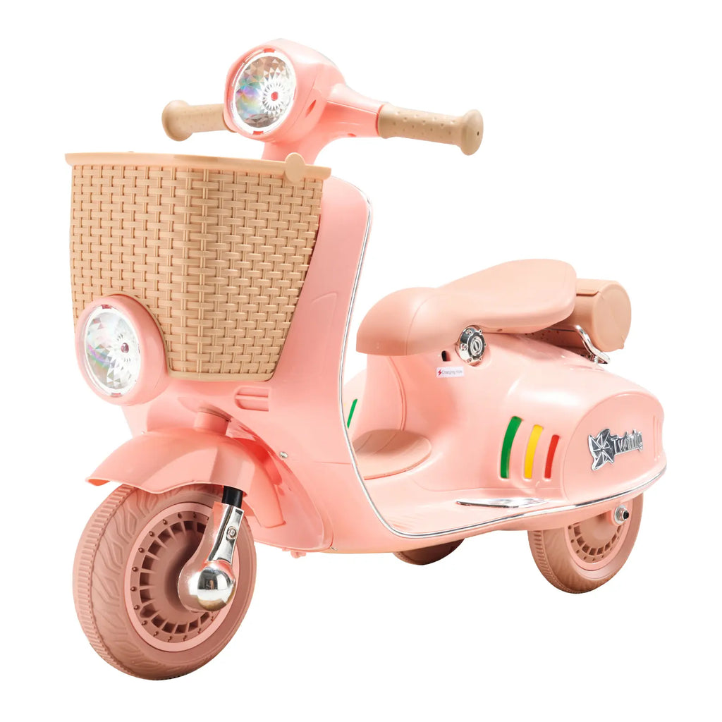VEVOR Kids Ride on Motorcycle, 6V Battery Powered Electric Motorcycle Trike with Speed up to 2Mph, Headlight, LED Light, Music, Bluetooth, Basket, 3 Wheel Ride on Toys for Children Boys Girls Aged 3+