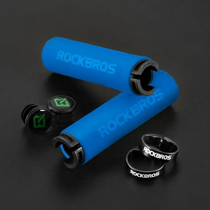 ROCKBROS Handlebar Grips Lock-On Design Bicycle Grips Shock-Absorbing and Non-Slip Grips Made of Thickened Sponge for 22.2Mm Handlebars
