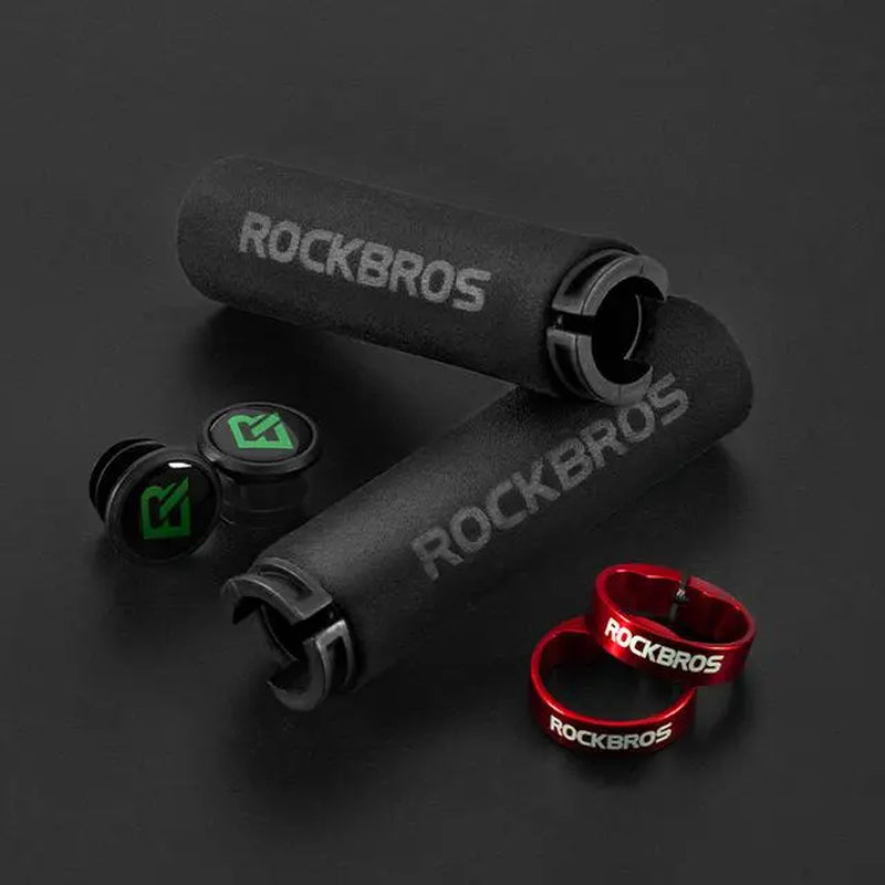 ROCKBROS Handlebar Grips Lock-On Design Bicycle Grips Shock-Absorbing and Non-Slip Grips Made of Thickened Sponge for 22.2Mm Handlebars