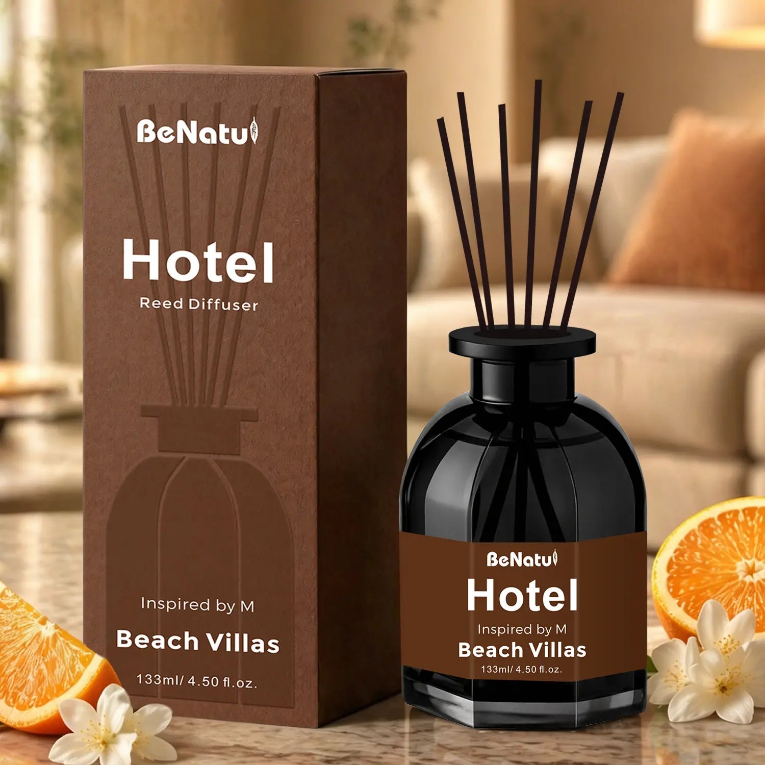 Benatu Hotel Luxury Essential Oil Inspired by Ritz-Carlton Ocean & Bergamot, My Way, Beach Villas, White Tea Reed Diffuser Oils 4.5 Fl Oz Long-Lasting Fragrance