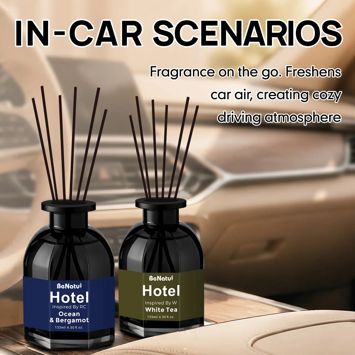 Benatu Hotel Luxury Essential Oil Inspired by Ritz-Carlton Ocean & Bergamot, My Way, Beach Villas, White Tea Reed Diffuser Oils 4.5 Fl Oz Long-Lasting Fragrance
