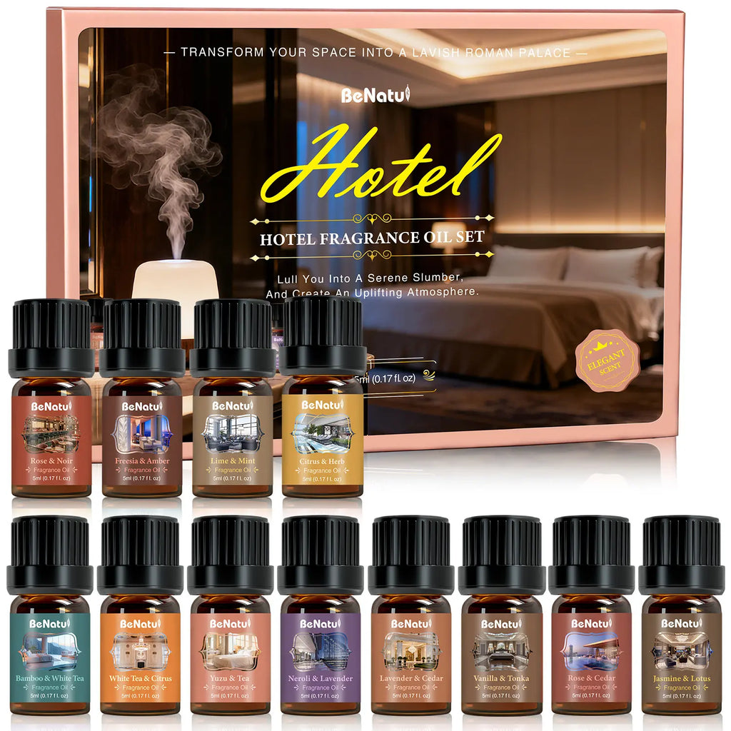 Benatu Hotel Luxury Essential Oil Inspired by Ritz-Carlton Ocean & Bergamot, My Way, Beach Villas, White Tea Reed Diffuser Oils 4.5 Fl Oz Long-Lasting Fragrance